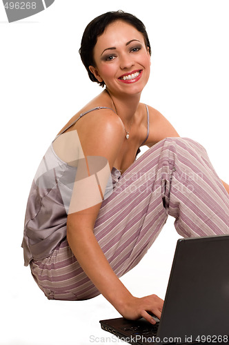 Image of Casual woman on laptop