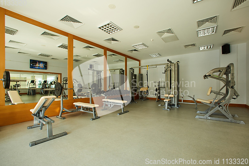 Image of Gym with special equipment, empty, horizontal