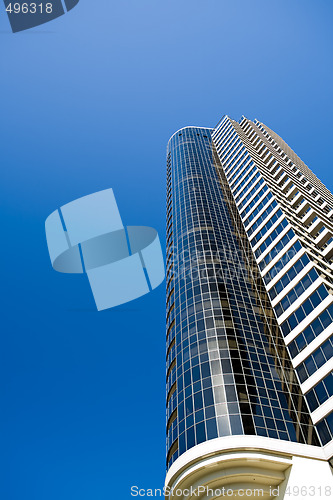 Image of apartment building blue sky