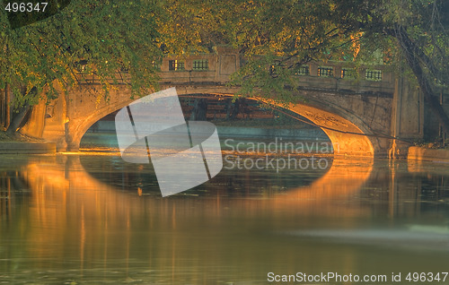 Image of Night bridge in a park