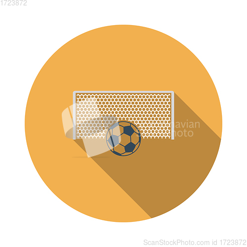 Image of Soccer Gate With Ball On Penalty Point Icon