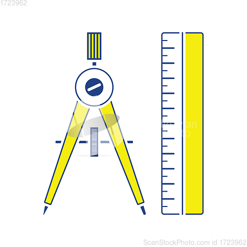 Image of Flat design icon of Compasses and scale iin ui colors