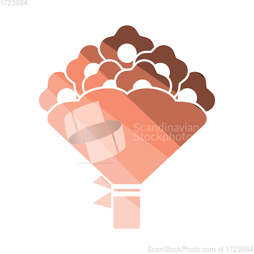 Image of Flowers bouquet icon with tied bow