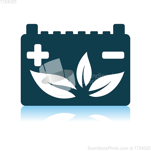 Image of Car Battery With Leaf Icon