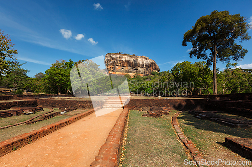 Image of Famous tourist landmark - ancient Sigiriya rock, Sri Lanka