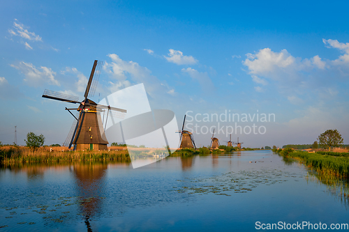 Image of Windmills at Kinderdijk in Holland. Netherlands