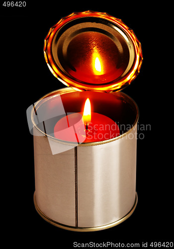 Image of candle on a tin can