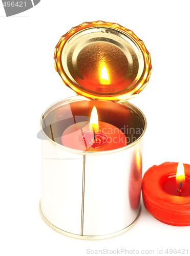 Image of candle on a tin can