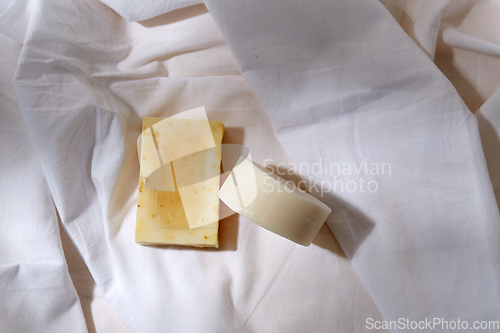 Image of craft soap on white sheet