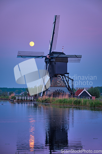 Image of Windmills at Kinderdijk in Holland. Netherlands