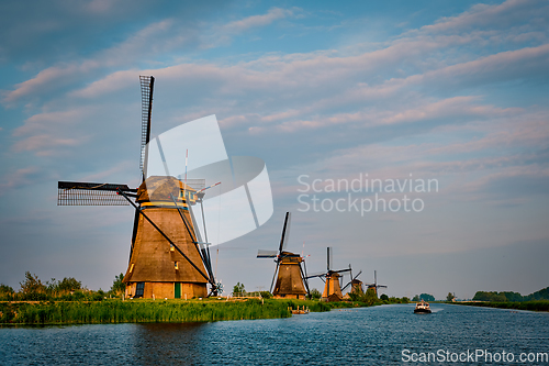 Image of Windmills at Kinderdijk in Holland. Netherlands