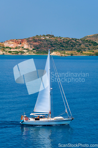 Image of Yacht boat in Aegean sea near Milos island , Greece