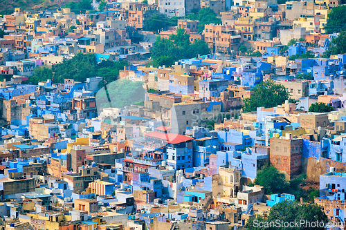 Image of Aerial view of Jodhpur Blue City. Jodphur, Rajasthan, India