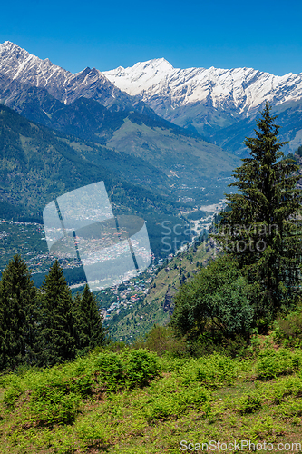 Image of Spring in Kullu valley in Himalaya mountains. Himachal Pradesh, India