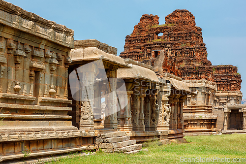 Image of Mandapa pillared outdoor hall or pavilion in Achyutaraya Temple in Hampi