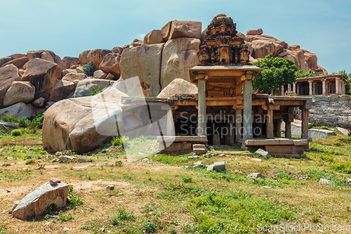 Image of Ancient ruins of Hampi. Sule Bazaar, Hampi, Karnataka, India