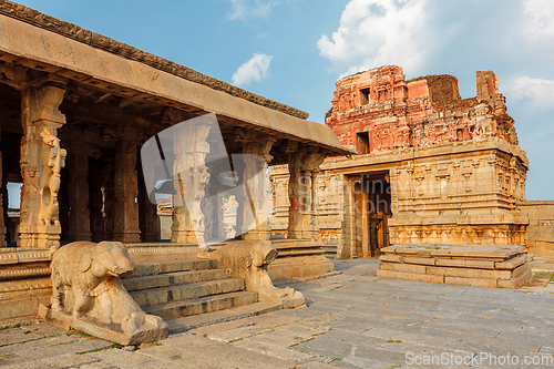 Image of Krishna Temple and gopura tower. Hampi, Karnataka, India