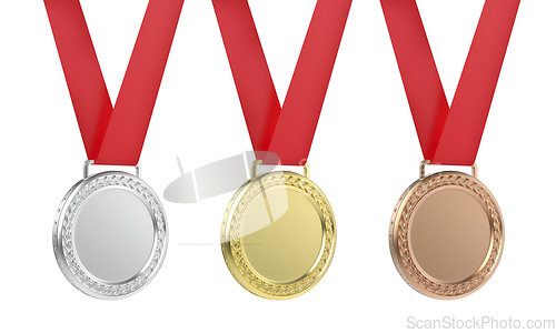 Image of Gold, silver and bronze medals