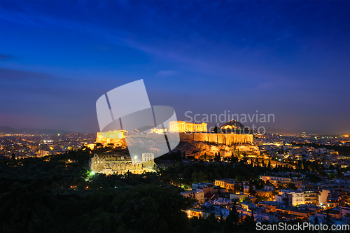 Image of Iconic Parthenon Temple at the Acropolis of Athens, Greece