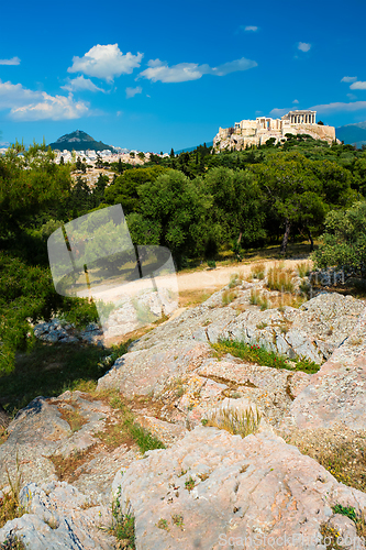 Image of Iconic Parthenon Temple at the Acropolis of Athens, Greece