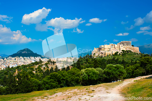 Image of Iconic Parthenon Temple at the Acropolis of Athens, Greece