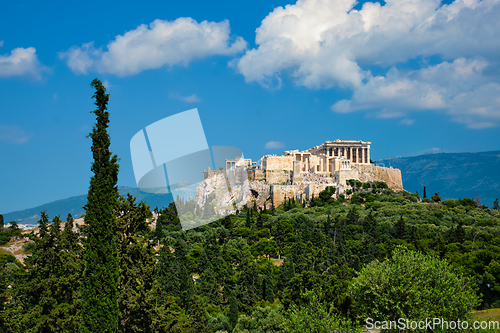 Image of Iconic Parthenon Temple at the Acropolis of Athens, Greece