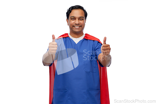 Image of male doctor in superhero cape showing thumbs up