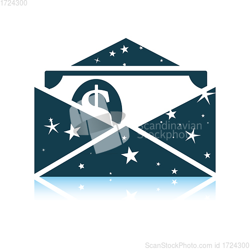 Image of Birthday gift envelop icon with money  