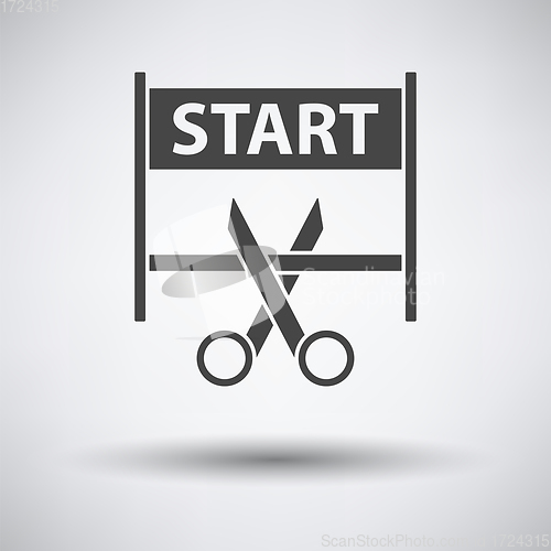 Image of Scissors Cutting Tape Between Start Gate Icon