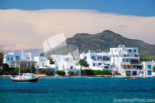 Image of The beach and fishing village of Pollonia in Milos, Greece