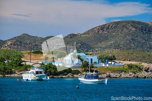 Image of The beach and fishing village of Pollonia in Milos, Greece