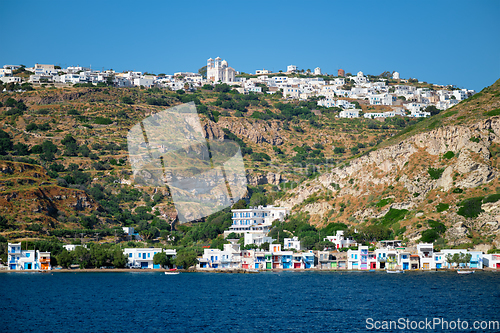 Image of Klima and Plaka villages on Milos island, Greece