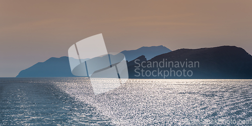 Image of Cyclades islands silhouettes in Aegean sea