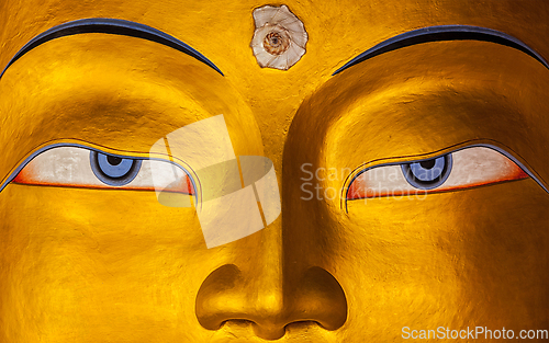 Image of Maitreya Buddha face close up, Ladakh