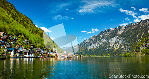 Image of Panorama of Hallstatt village and Hallstatter See, Austria