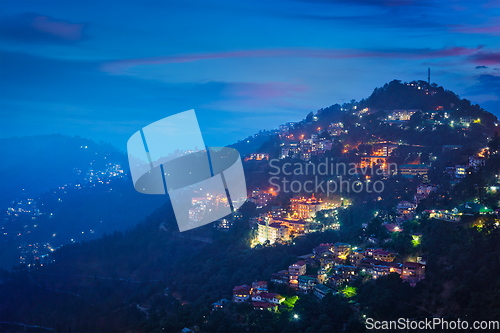 Image of Night view of Shimla town, Himachal Pradesh, India