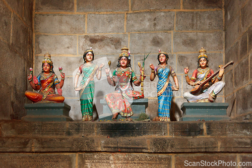 Image of Hindu goddesses Parvati, Lashmi and Saraswati