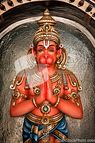 Image of Hanuman statue in Hindu Temple. Sri Ranganathaswamy Temple. Tiru