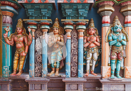 Image of Hanuman statues in Hindu Temple. Sri Ranganathaswamy Temple. Tir