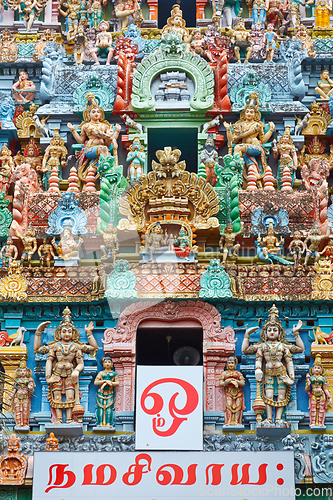 Image of Sculptures on Hindu temple tower