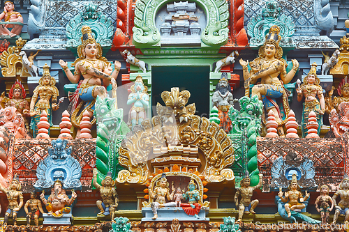 Image of Sculptures on Hindu temple tower