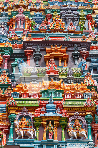 Image of Sculptures on Hindu temple tower