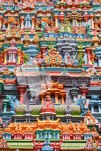 Image of Sculptures on Hindu temple tower