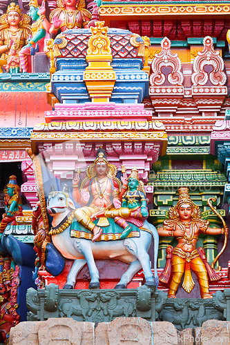 Image of Sculptures on Hindu temple tower