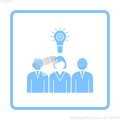 Image of Corporate Team Finding New Idea With Woman Leader Icon