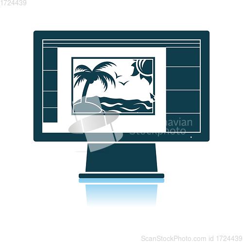 Image of Icon Of Photo Editor On Monitor Screen