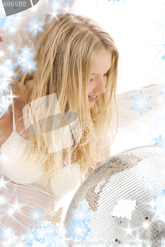 Image of lingerie angel with disco ball