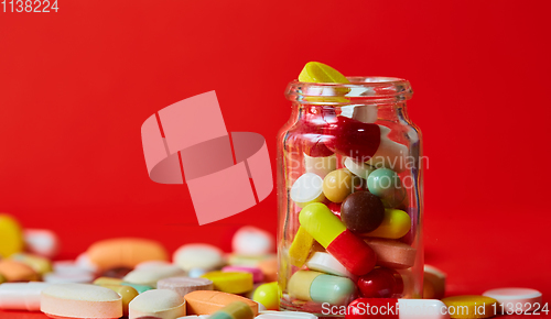 Image of Close up of many colorful pills