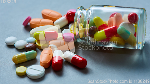 Image of Close up of many colorful pills