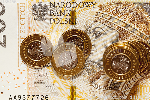 Image of Polish coin money pile